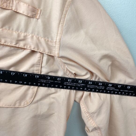 LL Bean Shirt Mens Medium Peach Lightweight Nylon Outdoor Fishing Vented Pockets - Picture 7 of 10